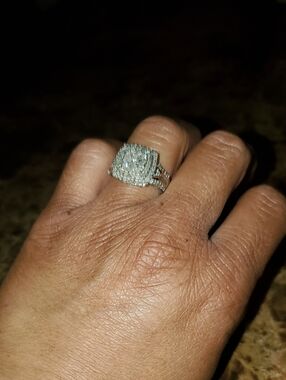 Sterling Silver Halo Engagement Ring - White